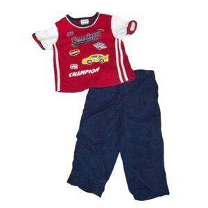 Boys Navy Blue and Red RACING Top and Athletic Pants Size 24 months